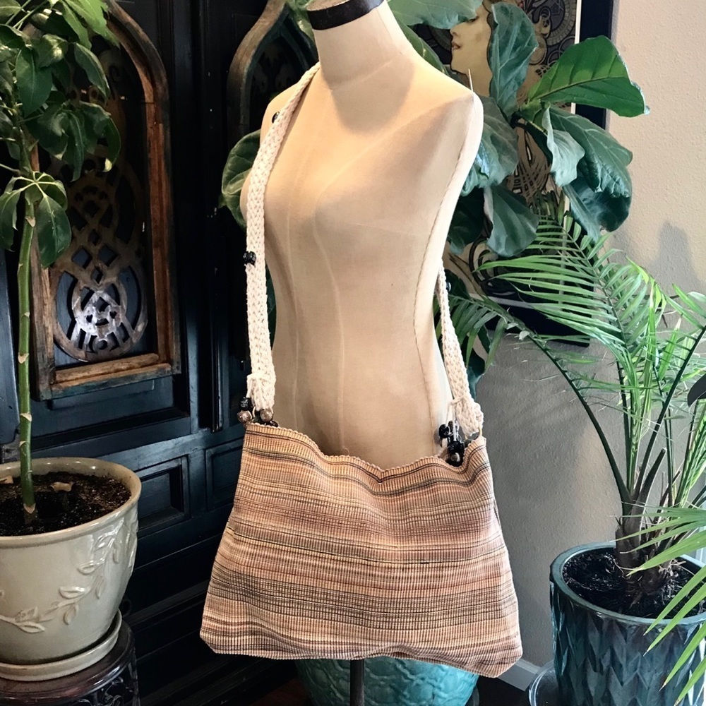 Hand crafted macrame tapestry crossbody bag